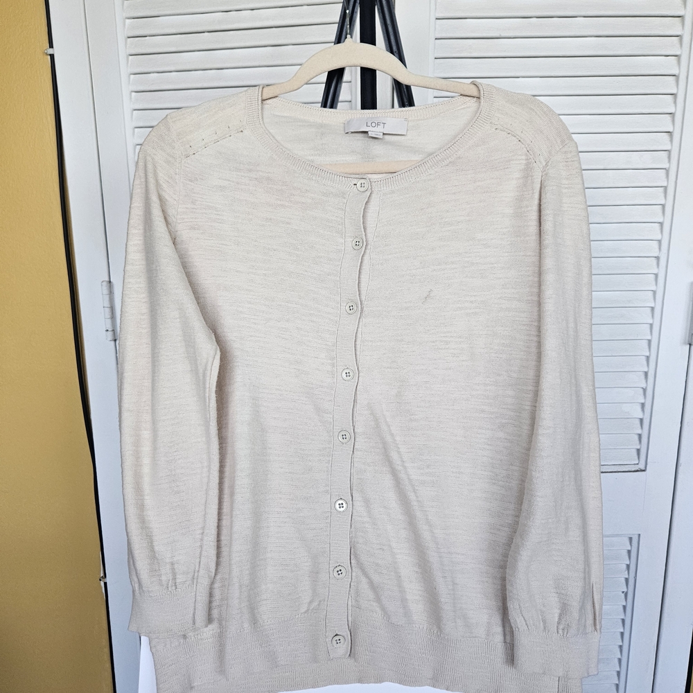 LOFT Women's Soft Beige Cardigan
